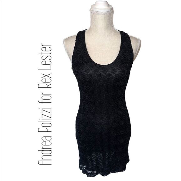 Andrea Polizzi for Rex Lester Black Texture Knit Mini Dress - Picture 1 of 15